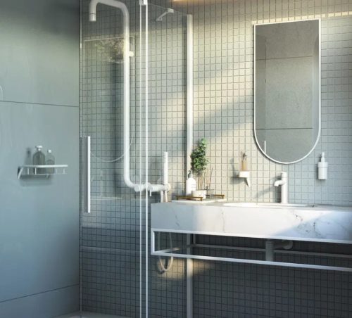 Tükör, Deante Silia tükör függő keretben, fehér 50x100 cm ADI_A851