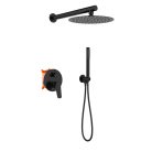 Falba süllyesztett csaptelep, Invena Alonia zuhanyszett, fényes fekete BS-70-004-V