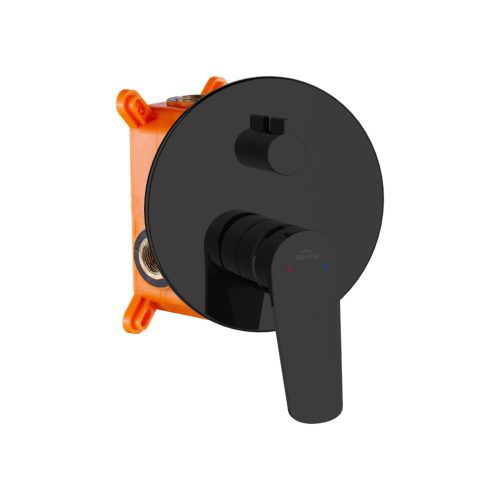 Falba süllyesztett csaptelep, Invena Alonia zuhanyszett, fényes fekete BS-70-004-V