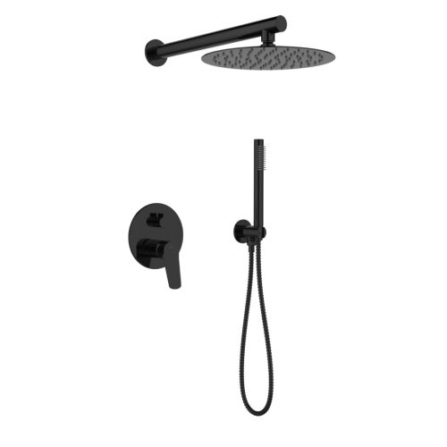 Falba süllyesztett csaptelep, Invena Alonia zuhanyszett, fényes fekete BS-70-004-V