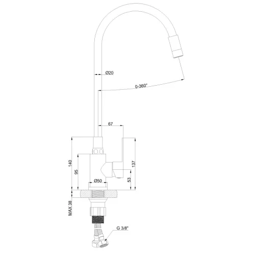 Mosogató csaptelep, Invena Ksanti Slim 2F mosogató csaptelep, bézs BZ-37-003-L
