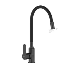   Mosogató csaptelep, Invena Ksanti Slim 2F mosogató csaptelep, fekete BZ-37-004-L
