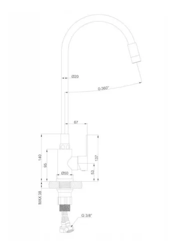 Mosogató csaptelep, Invena Ksanti Slim 2F mosogató csaptelep, bézs/inox BZ-37-I03-L