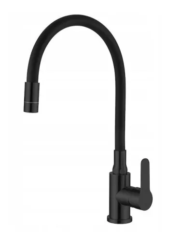 Mosogató csaptelep, Invena Ksanti Slim 2F mosogató csaptelep, inox/fekete BZ-37-I04-L