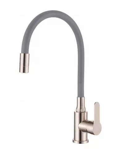 Mosogató csaptelep, Invena Ksanti Slim 2F mosogató csaptelep, szürke/inox BZ-37-I05-L