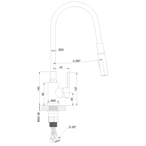 Mosogató csaptelep, Invena Dalis Slim 2F mosogató csaptelep, fekete BZ-64-004-L