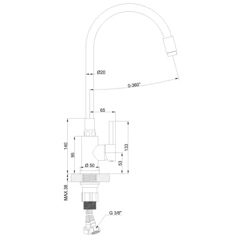 Mosogató csaptelep, Invena Silva mosogató csaptelep, inox/fekete BZ-86-043-L