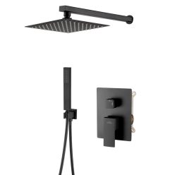   Falba süllyesztett csaptelep, Invena Paros zuhanyrendszer, fekete BS-09-004-L