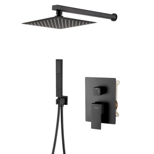 Falba süllyesztett csaptelep, Invena Paros zuhanyrendszer, fekete BS-09-004-L