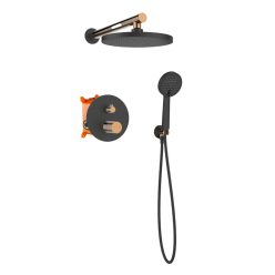   Falba süllyesztett csaptelep, Invena Moonlight zuhanyrendszer, fekete/rózsaarany BS-77-014-V