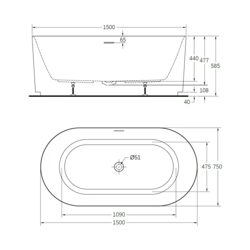 Kád, Wellis Pireas kád, halvány bambuszzöld 150x75 WK00216