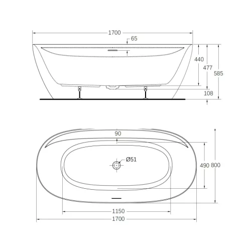 Kád, Wellis Katerini kád, fényes fehér 170x80 WK00219