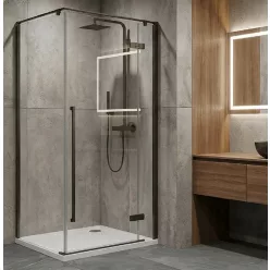   Zuhanykabin, Wellis Sorrento Plus zuhanykabin 90x90, jobbos, gun metal WC00562