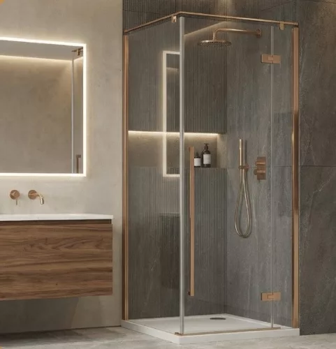 Zuhanykabin, Wellis Sorrento Plus zuhanykabin 90x90, jobbos, brushed rosegold WC00566