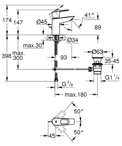 Mosdó csaptelep, Grohe BauLoop mosdó csaptelep, króm 23335001