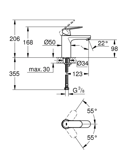 Mosdó csaptelep, Grohe Eurosmart Cosmopolitan mosdó csaptelep, króm 2339530E
