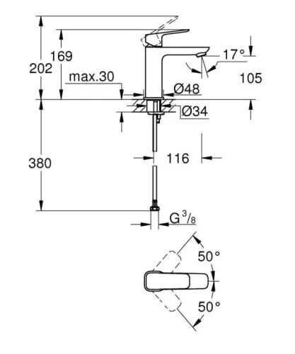 Mosdó csaptelep, Grohe Cubeo mosdó csaptelep, króm 1017550000
