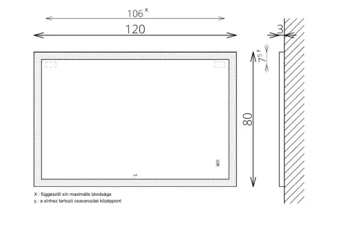Tükör, TBOSS Floating Mirror Kora 120x80