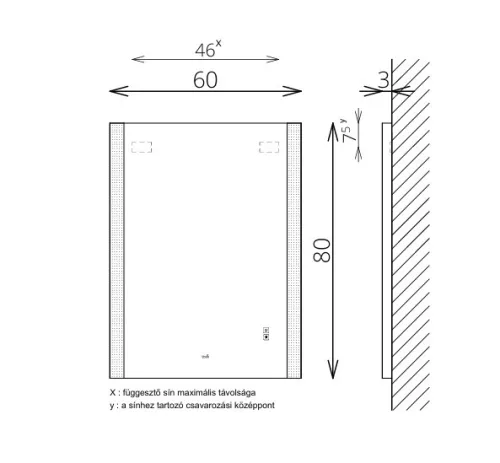 Tükör, TBOSS Floating Mirror Gemma 60x80