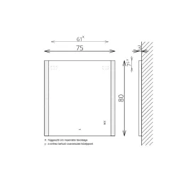 Tükör, TBOSS Floating Mirror Gemma 75x80