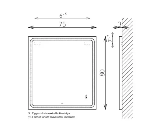 Tükör, TBOSS Floating Mirror Odis 75x80