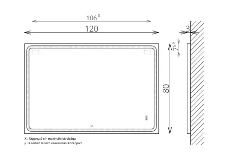 Tükör, TBOSS Floating Mirror Odis 120x80