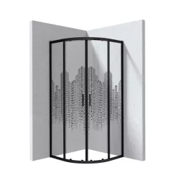   Zuhanykabin, Deante Funkia Evo 90x90 város mintával, fekete KYP_ND99P