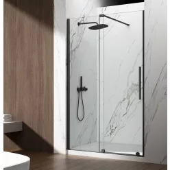   Zuhanyajtó, Sapho Gelco Spirit Black tolóajtó, 100 cm, fekete, átlátszó üveggel GI1010B