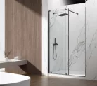 Zuhanyajtó, Sapho Gelco Spirit Black tolóajtó, 130 cm, fekete, átlátszó üveggel GI1013B