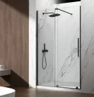 Zuhanyajtó, Sapho Gelco Spirit Black tolóajtó, 160 cm, fekete, átlátszó üveggel GI1016B