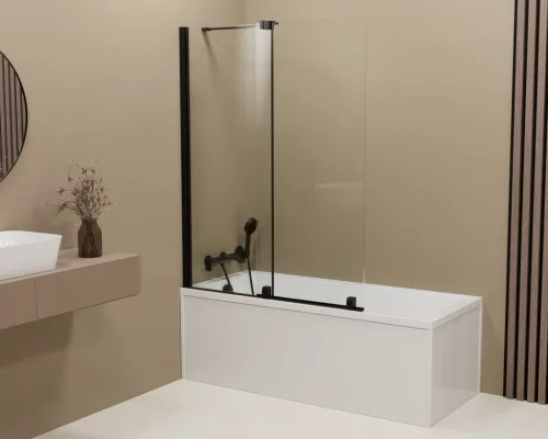 Kádparaván, Sapho Polysan Rolls Black kádparaván 100x150 cm, átlátszó üveggel, fekete BS-R100B