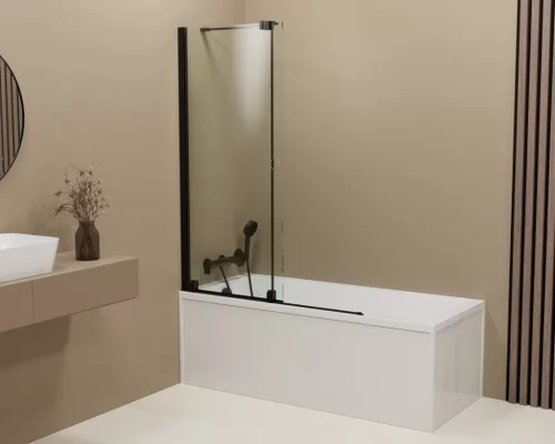 Kádparaván, Sapho Polysan Rolls Black kádparaván 100x150 cm, átlátszó üveggel, fekete BS-R100B