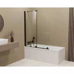   Kádparaván, Sapho Polysan Rolls Black kádparaván 120x150 cm, átlátszó üveggel, fekete BS-R120B