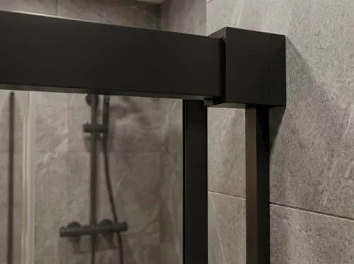 Zuhanyajtó, Sapho Gelco Luxor Black tolóajtó, 100 cm, matt fekete GU1210B