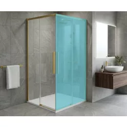   Zuhanyajtó, Sapho Gelco Luxor Gold tolóajtó sarokbelépős kabinhoz, 80 cm, matt arany GU2180G