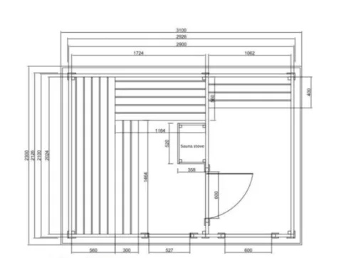 Szauna, Sanotechnik Vaasa négy-hatszemélyes kültéri finn szauna F30310
