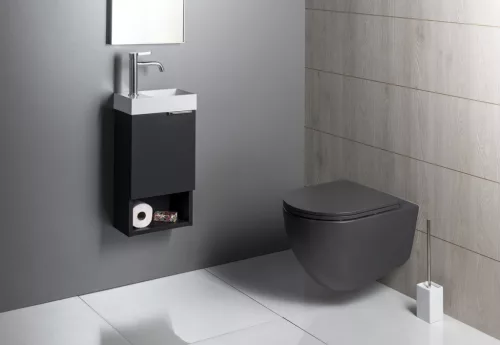 WC, Sapho Isvea Infinity Rimless fali wc 36,5x53 cm, antracit 10NF02005-2C