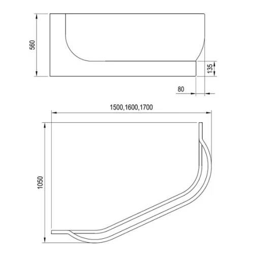 Előlap, Ravak ARC előlap aszimmetrikus kádhoz 160, balos CZF5100A00