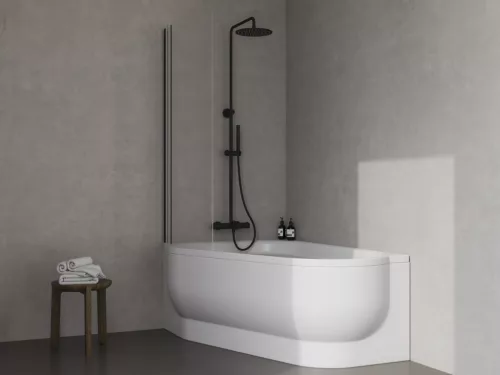 Zuhanyszett, Ravak Spring termosztátos zuhanyoszlop zuhanyszettel, matt fekete X070557