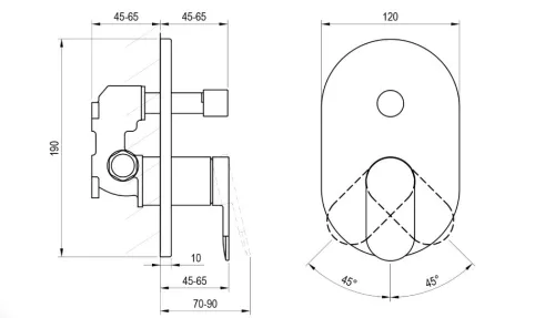 Falba süllyesztett csaptelep, Ravak Chrome II 2 utas csaptelep, szálcsiszolt grafit X070665
