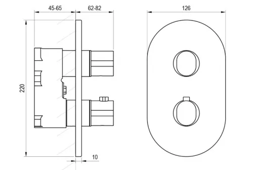 Falba süllyesztett csaptelep, Ravak Chrome II 3 utas, termosztátos, szálcsiszolt grafit X070668