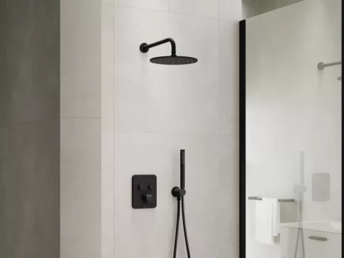Falba süllyesztett csaptelep, Ravak Flat 2 utas, termosztátos csaptelep, matt fekete X070748