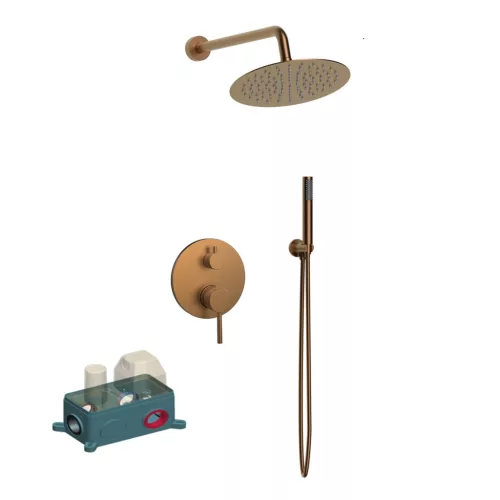 Falba süllyesztett csaptelep, Wellis Altona zuhanyszett brushed rose gold WZ00110