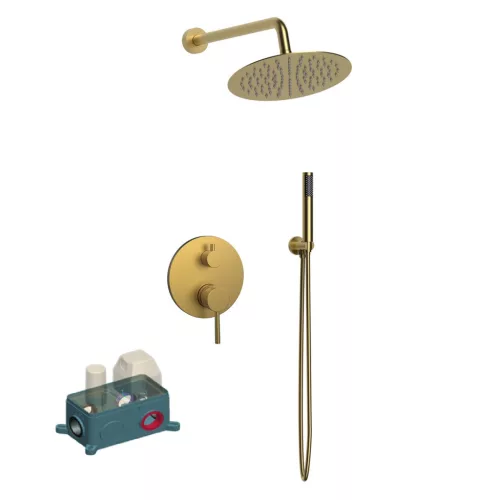Falba süllyesztett csaptelep, Wellis Altona zuhanyszett brushed gold WZ00109
