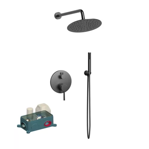 Falba süllyesztett csaptelep, Wellis Altona zuhanyszett brushed gun metal grey WZ00108