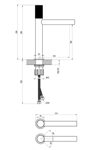 Mosdó csaptelep, Ravak Revers RV Grid mosdó csaptelep 285 mm, grafit X070687