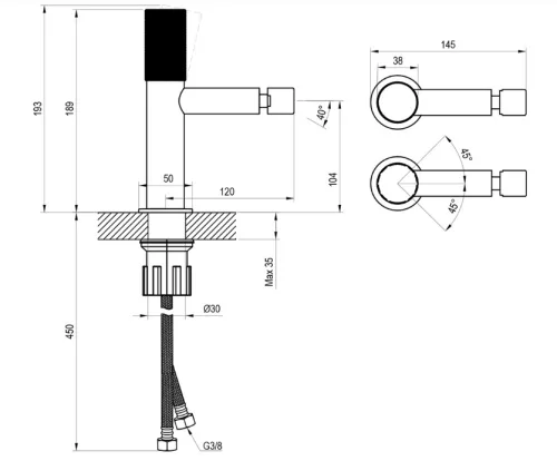 Bidé csaptelep, Ravak Revers RV Grid bidé csaptelep 190 mm, króm X070857