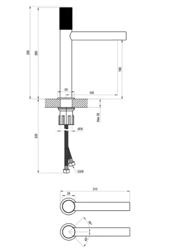 Mosdó csaptelep, Ravak Revers RV Craft mosdó csaptelep 285 mm, króm X070862