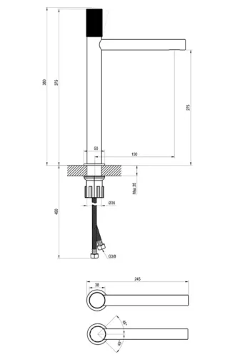 Mosdó csaptelep, Ravak Revers RV Craft mosdó csaptelep 375 mm, króm X070863