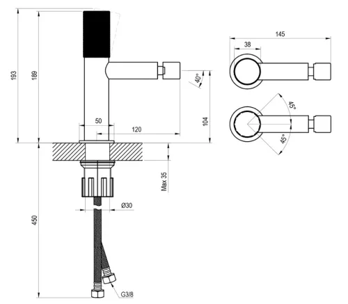 Bidé csaptelep, Ravak Revers RV Craft bidé csaptelep, króm X070867